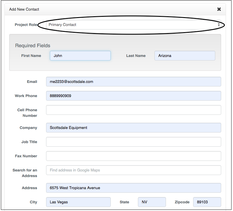 Dropdown menu showing various professional and field service options.