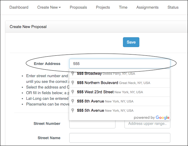 Dropdown menu showing various professional and field service options.