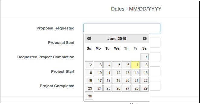 Dropdown menu showing various professional and field service options.