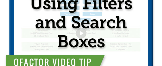 Qfactor video tip: Using sing Filters and Search Boxes